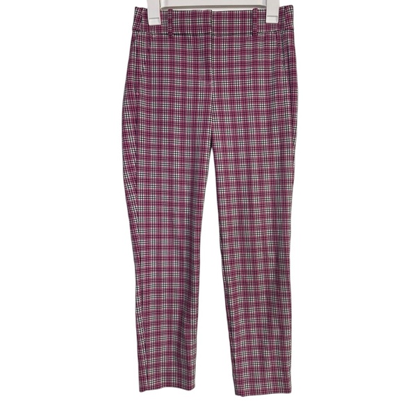 J.Crew Womens Size 2 Cameron Slim Crop Pant In Pink Plaid Print - Picture 1 of 4